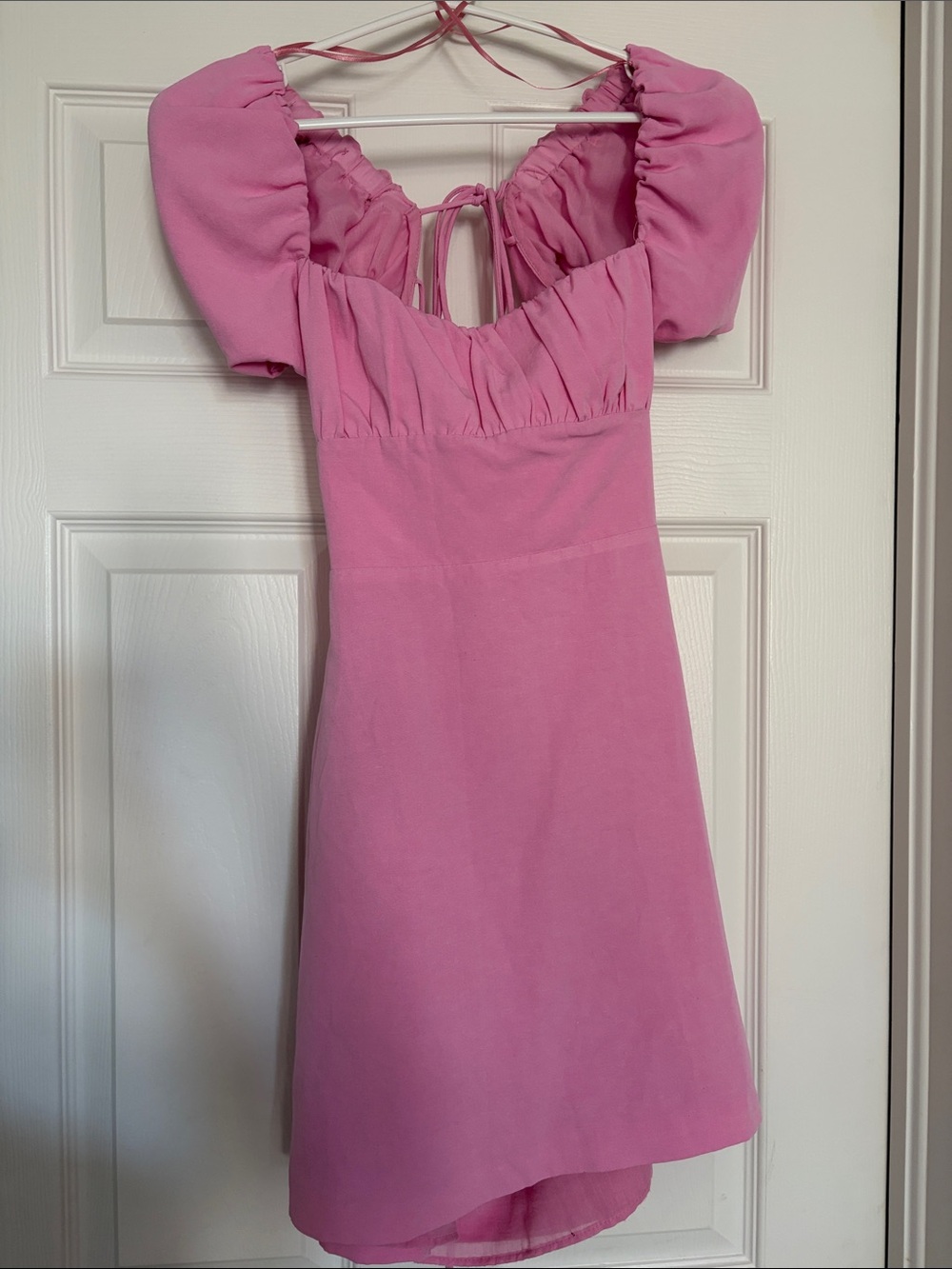 Zara Pink Puff-Sleeve Mini Dress